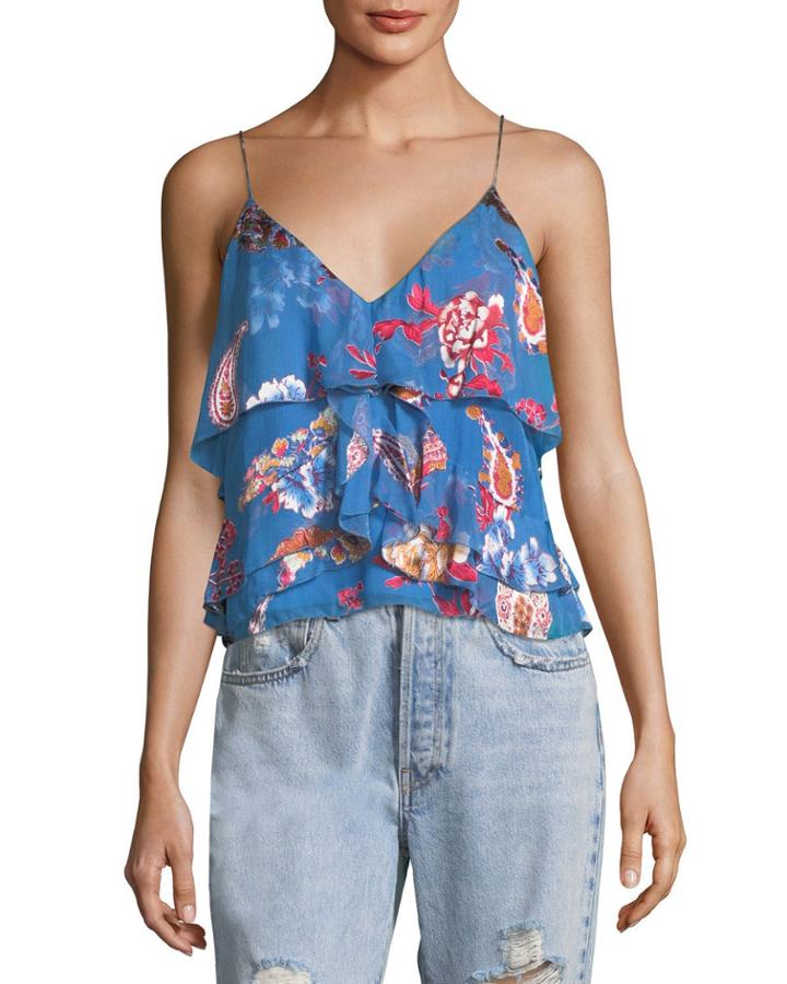 Karena Floral-printed Ruffled Tank