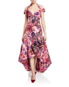 Floral Printed High-low Halter Dress