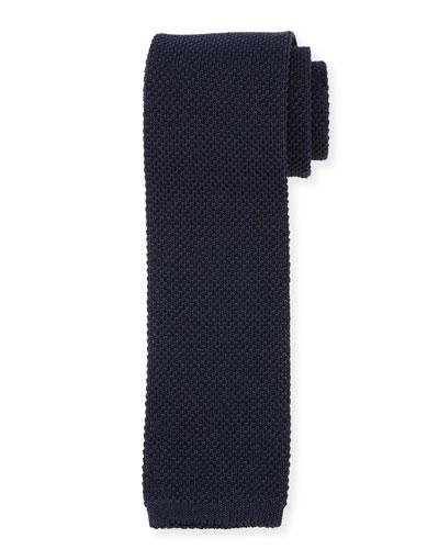 Knit Skinny Tie, Blue