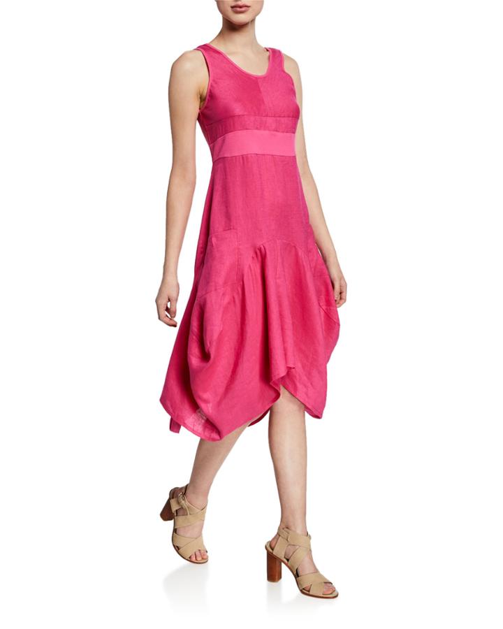 Rib Waist Handkerchief A-line Dress W/ Patch Pockets
