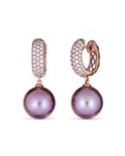 Chic 18k Rose Gold Diamond Pearl-drop Earrings