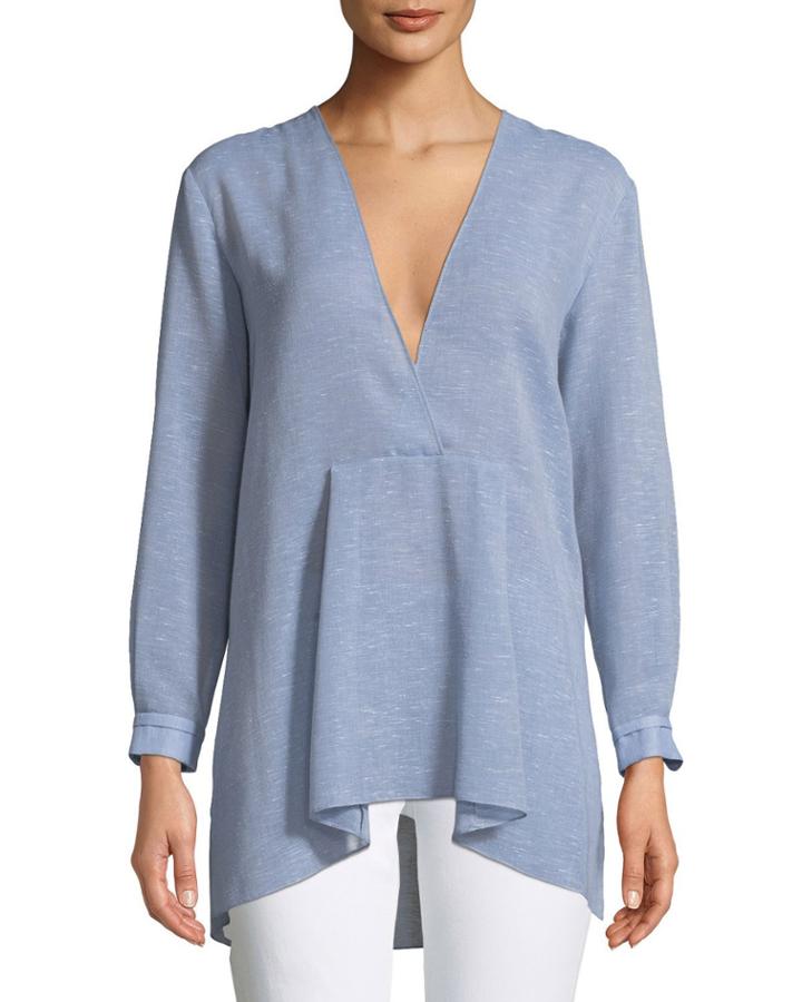 V-neck Oversized Chambray Top