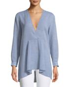 V-neck Oversized Chambray Top