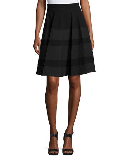 Tonal Stripe-print Skirt, Black/charcoal