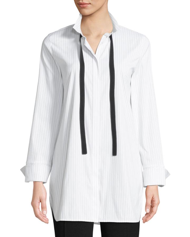 Annaliese Stanford Striped Blouse W/ Contrast Trim