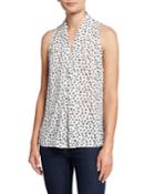 Polka Dot Inverted Pleated Blouse
