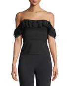 Off-the-shoulder Top With Layered Chiffon Ruffle