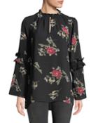 Ruffle Crewneck Blouse With Bell