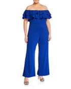 Plus Size Off-the-shoulder Ruffle Jumpsuit