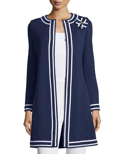 Santana Contrast-trim Jacket W/ Flower Pin