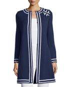 Santana Contrast-trim Jacket W/ Flower Pin