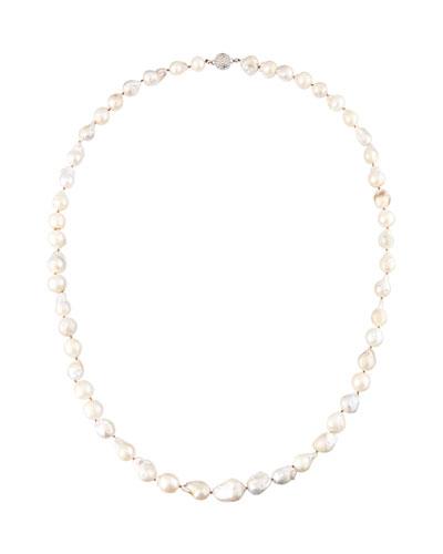 Long Baroque Freshwater Pearl Necklace, White
