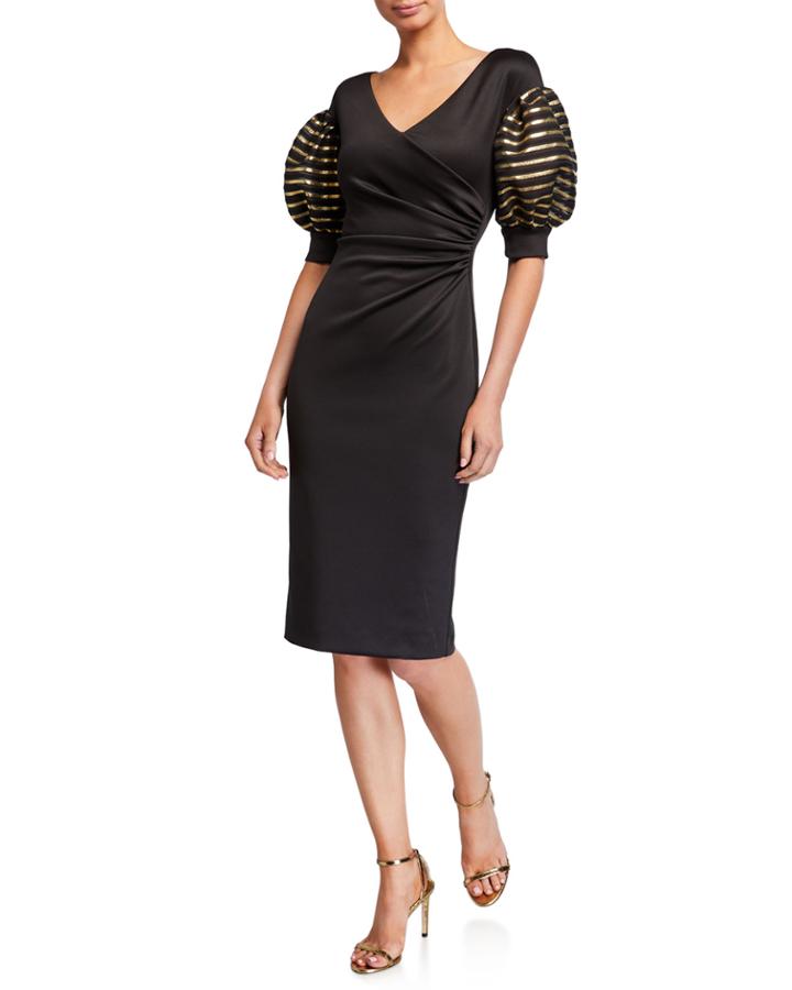 Elora Puff-sleeve Sheath Cocktail Dress