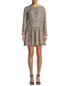 Long-sleeve Silk Leopard-print