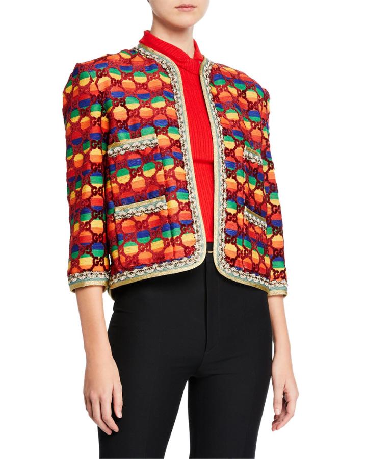 Gg Rainbow Velvet Jacket