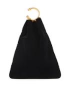 Golden Ring Top-handle Velvet Clutch Bag