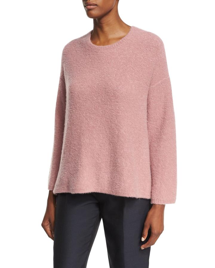 Tie-back Bell-sleeve Sweater, Rose (medium Pink)