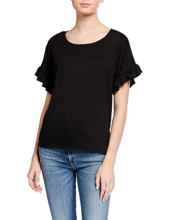 Ruffled Short-sleeve Knit Top