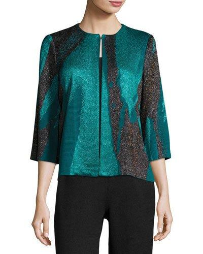 3/4-sleeve Shimmery Knit Jacket