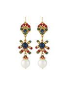 Linear Crystal & Pearly Drop Earrings