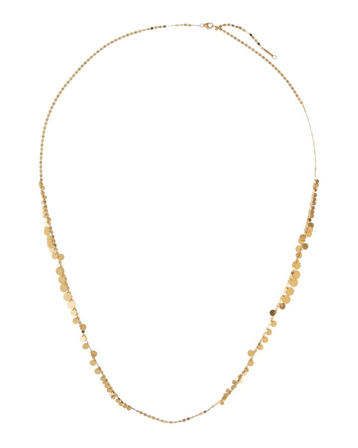 Nude Disc Fringe Long Necklace,