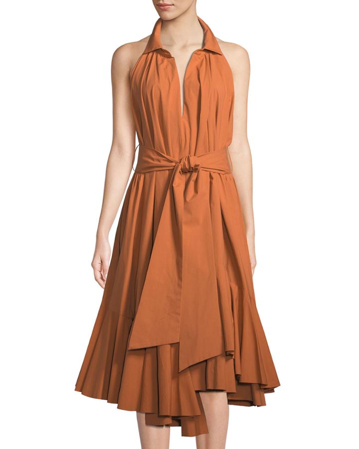 Ruffle Halter Fit-and-flare Dress
