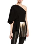 Pleated One Shoulder High-low Top