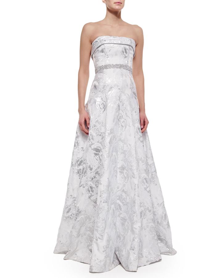 Strapless Embellished-waist Ball Gown