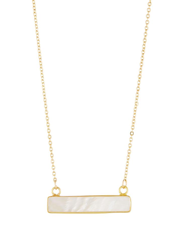 Stone Bar Pendant Necklace, Mother-of-pearl