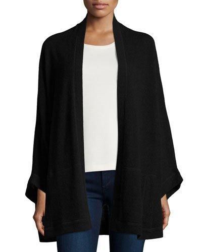Cashmere Cape-sleeve Cardigan, Black