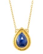 24k Blue Sapphire Pendant Necklace