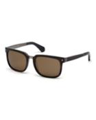 Roberto Cavalli Metal-trim Rectangle Plastic Sunglasses, Dark Brown/ruthenium,