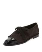 Andare Suede/patent Oxford Flat