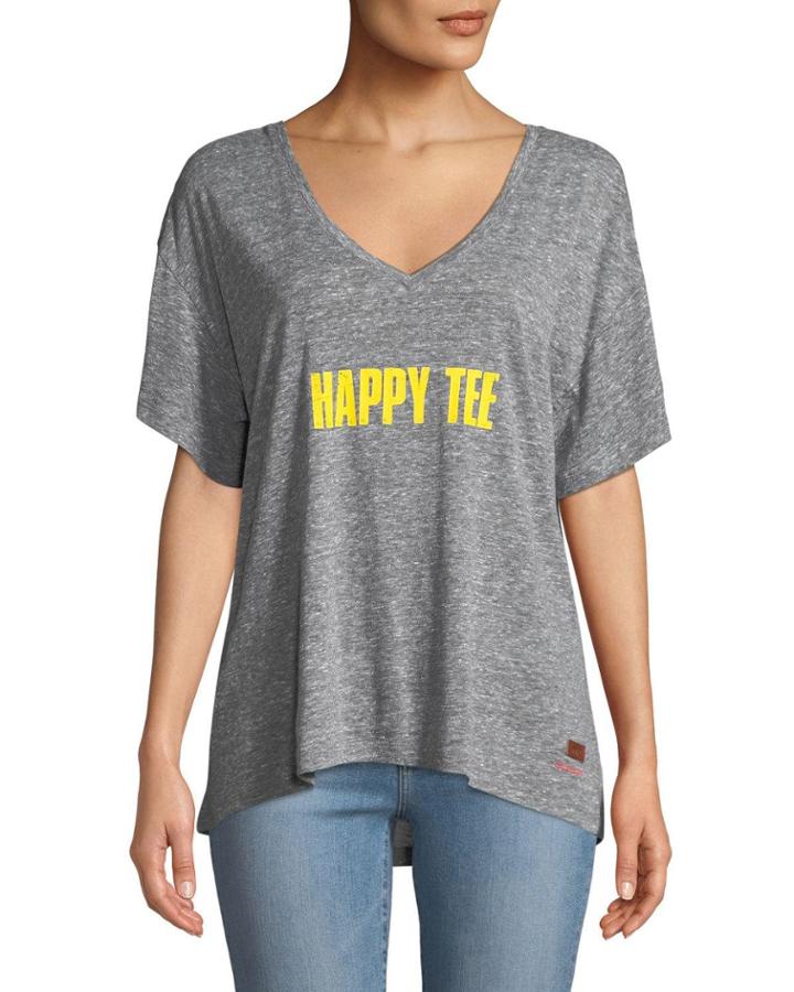 Mia Happy V-neck Heather Tee