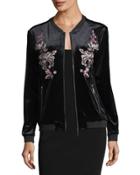 Embroidered Velvet Bomber Jacket