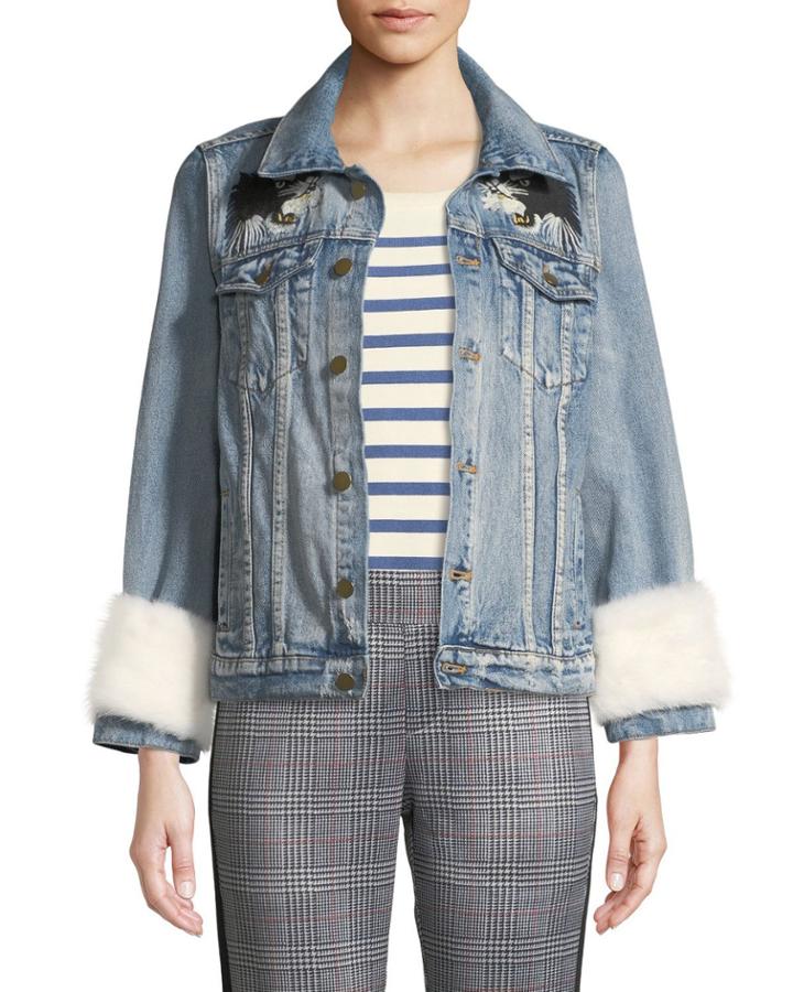 Feminist Gangsta Fur-cuff Denim Jacket