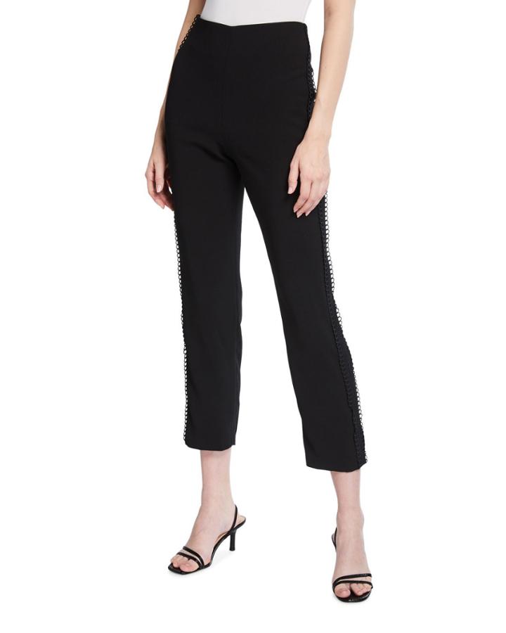 Loop Trim Crepe Cigarette Pants