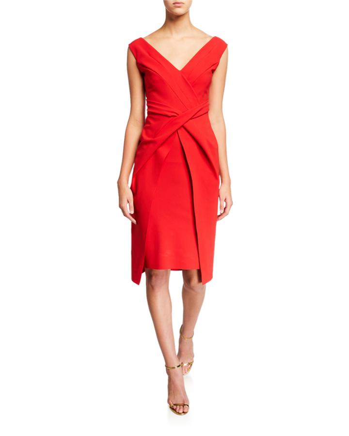 V-neck Sleeveless Dress With Overlay