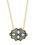 Cz Crystal Shield Pendant Necklace, Blue