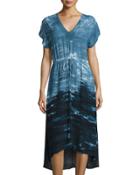 Griffin Tie-dye Drawstring Dress, Navy