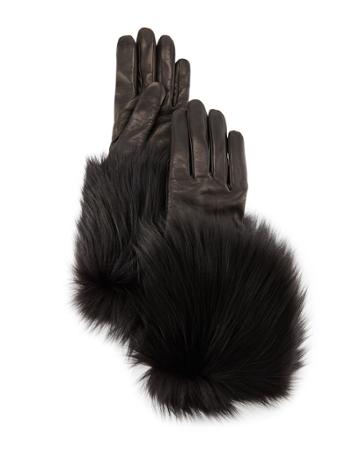 Napa Leather Gloves W/fur Trim
