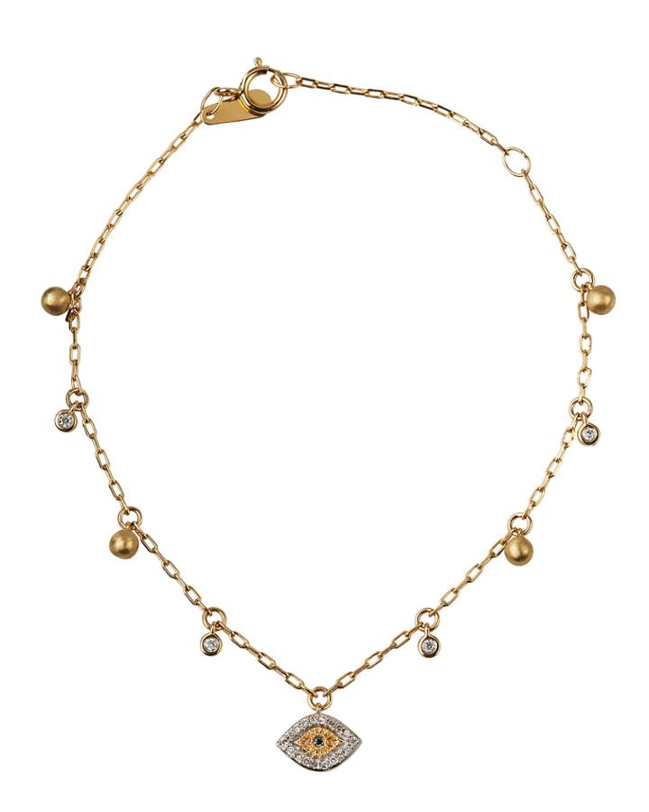Super Tiny Pave Evil Eye Charm Bracelet