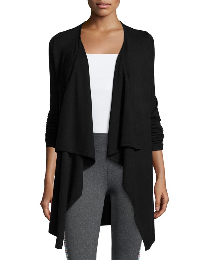 Soybu Keyhole Flyaway Wrap Cardigan, Black, Women's,