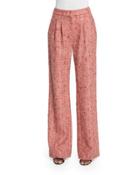 High-waist Wide-leg Pants, Multiplaid Orange