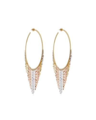 Large 14k Three-tone Fringe Hoop Earrings