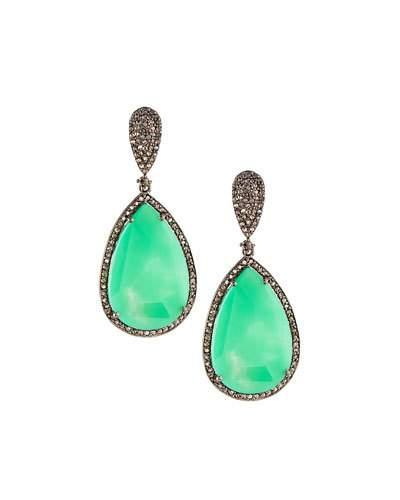 Champagne Diamond & Chrysoprase Teardrop Earrings