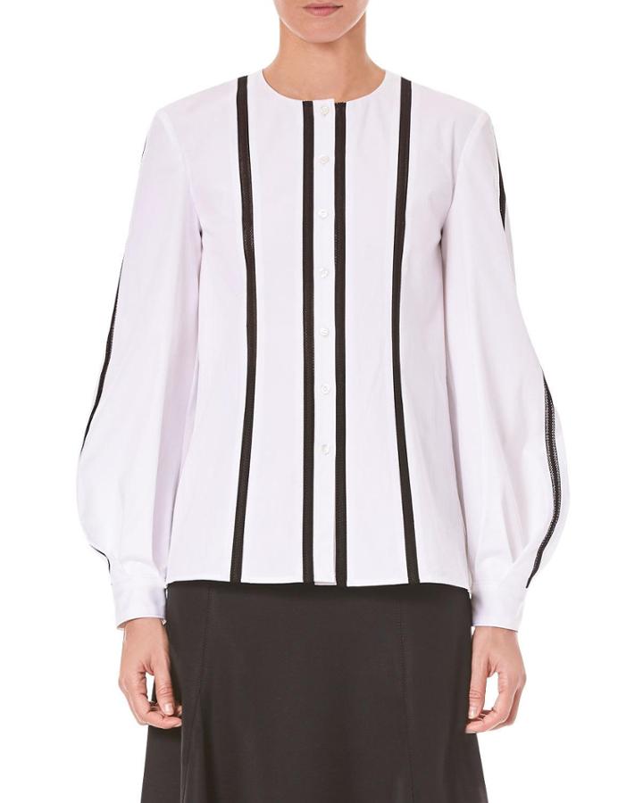 Vertical-stripe Button-front Cotton