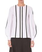 Vertical-stripe Button-front Cotton