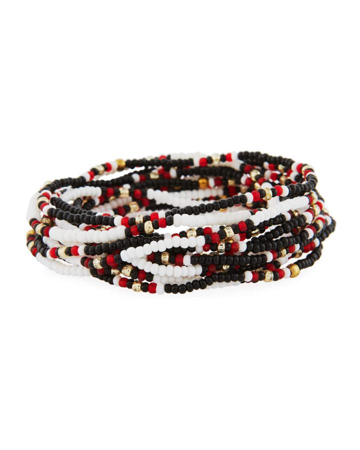 On The Bead Beaded Bracelet, Black/white