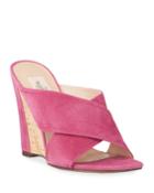 Suede Crisscross Cork Wedge